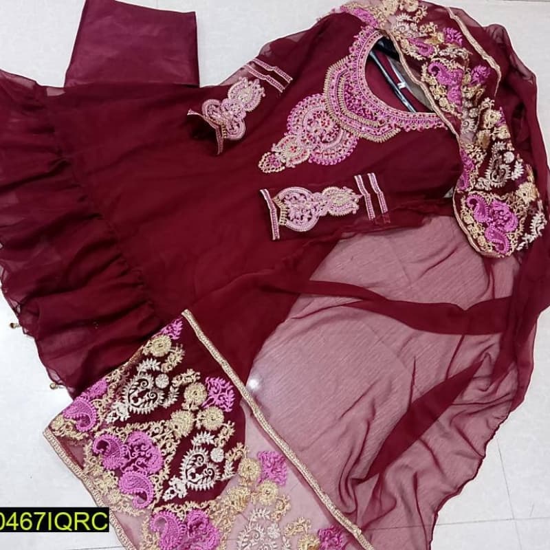 Woman's Embroidery Chiffon Frock
