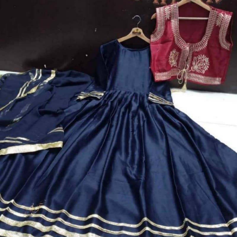 Katan Silk Maxi With Koti 4 Pcs Stitched